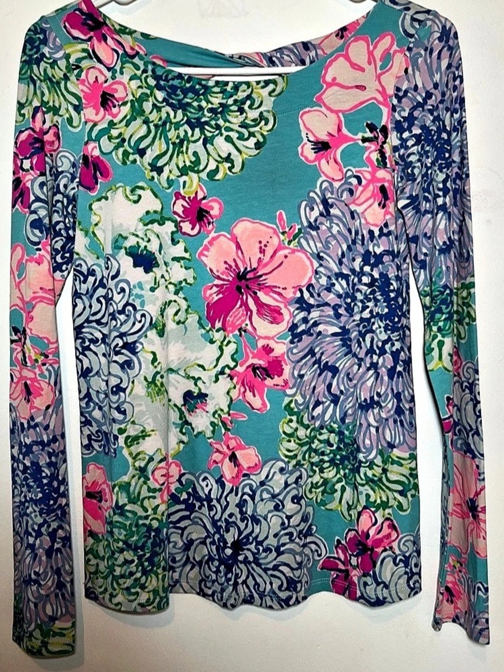 Lilly Pulitzer Floral Long Sleeve Top in Blue & Pink Size XS